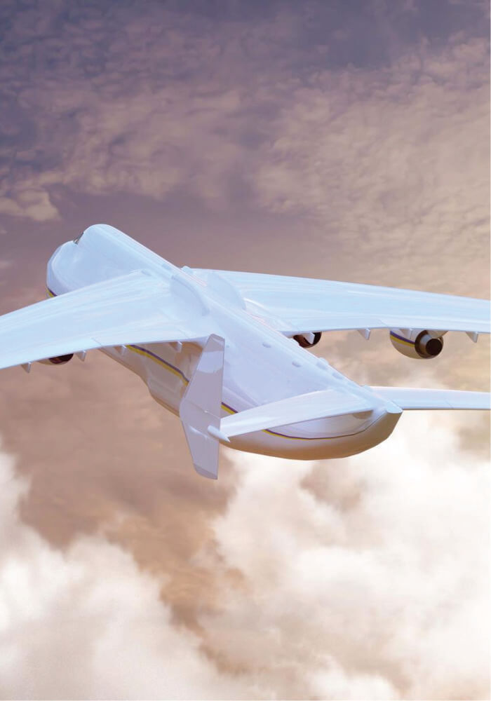 large white airplane on a clear sky background